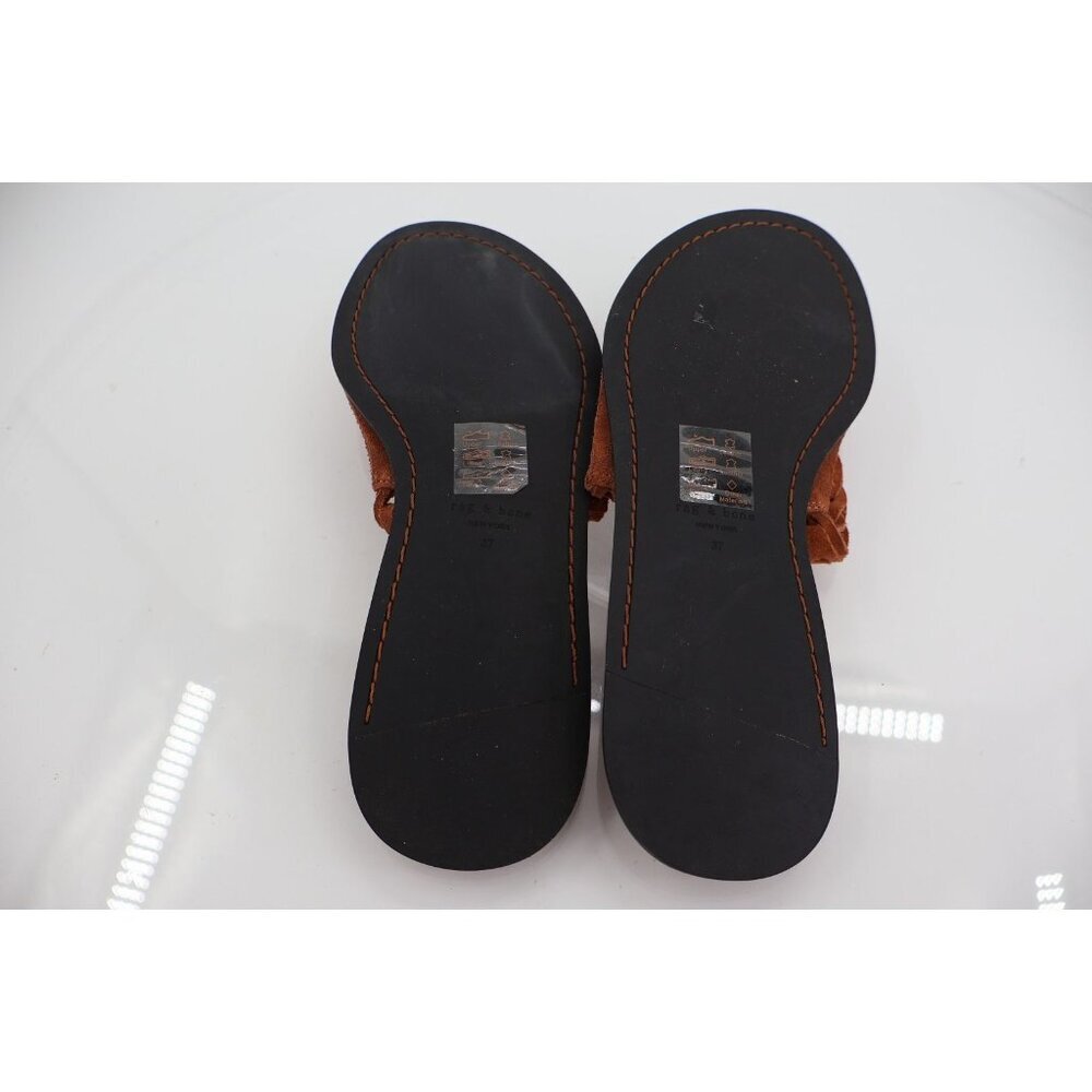 Rag&Bone Melrose Flip Flop Slide Sandal Size 37 7 Brown Suede Flat Shoes Comfy - Picture 9 of 11